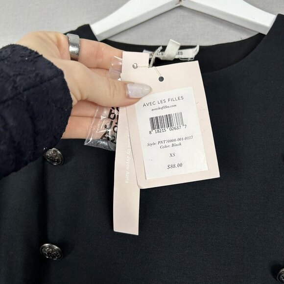 Avec Les Filles Womens Dress Extra Small Black Joyce Azria Nautical Button Ponte - Picture 3 of 16